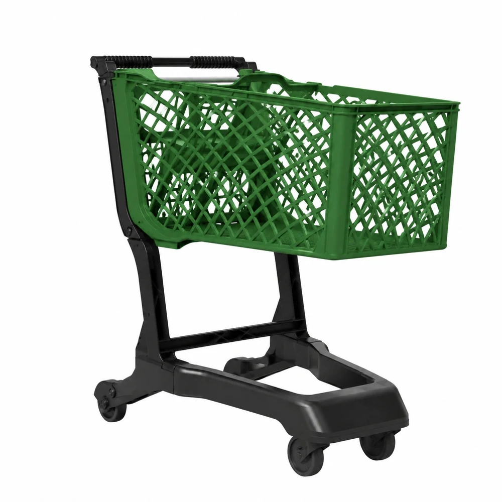 Carrinho plástico verde Siris, produto real da marca