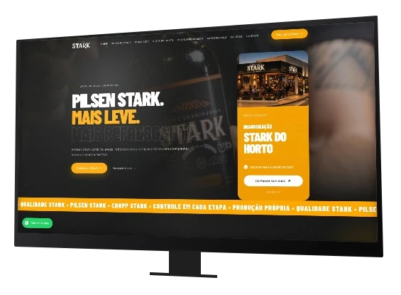 Site Cervejaria Stark em um monitor