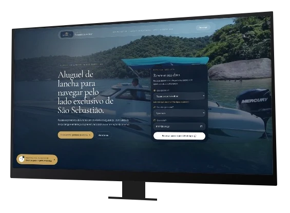Site Lancha Marley em um monitor